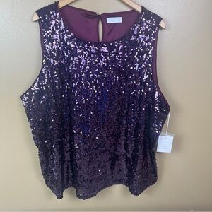 NEW Lauren Conrad Purple Sequin Blouse Tank Women's 3XL Plus Size